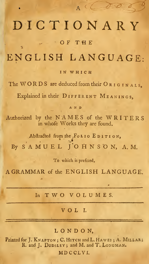 snapshot image of DICTIONARY FRONT PAGE. – (1756)