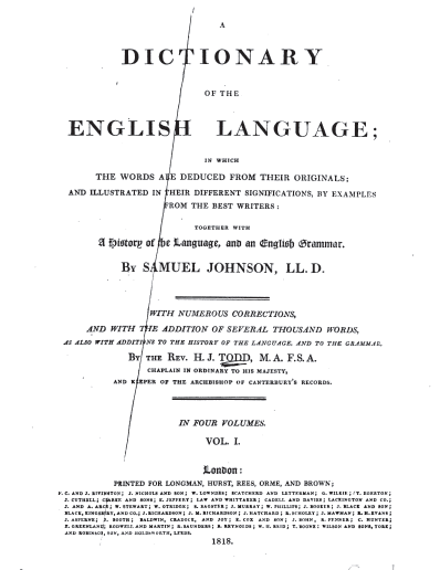 snapshot image of DICTIONARY FRONT PAGE. – (1818)