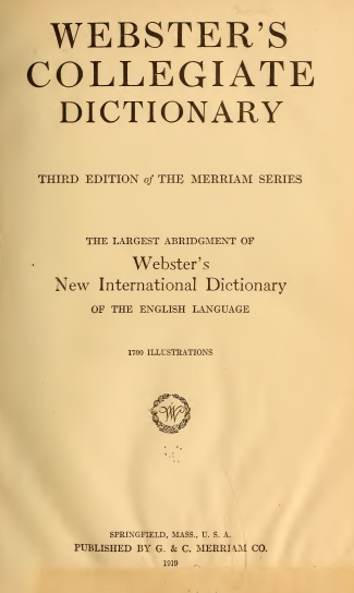 snapshot image of DICTIONARY FRONT PAGE   (1919)