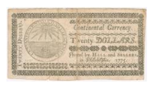 snapshot image of TWENTY DOLLAR BILL (1775) FRONT